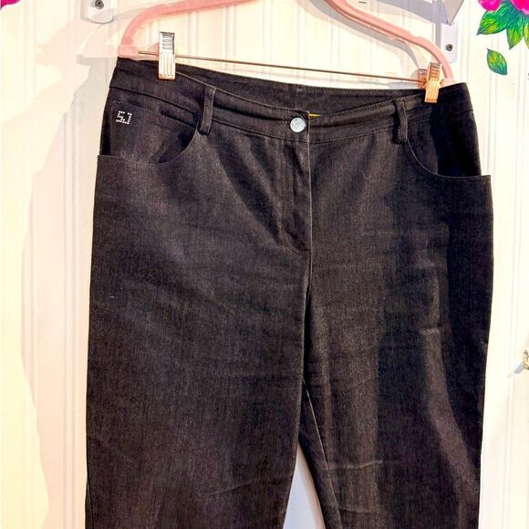 St. John Black Denim Jeans Sz 10 - Picture 2 of 7